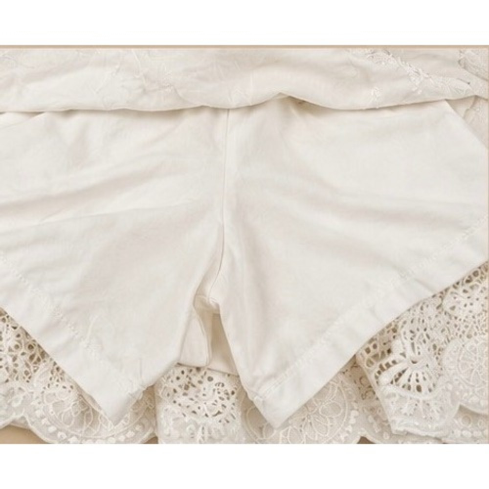 Anthropologie Raga White Embroidered Lace Skort Skirt Small Boho Cottagecore NWT - Picture 6 of 8